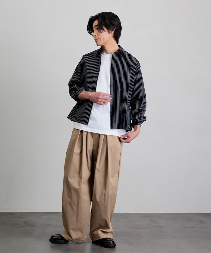 Wide Silhouette Poly chino Tuck Easy Pants 【Limited Release】