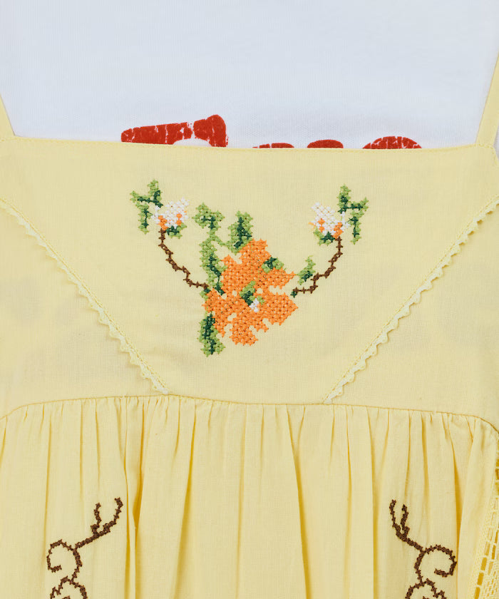 India Flower Cross Stitch Lace Camisole Dress