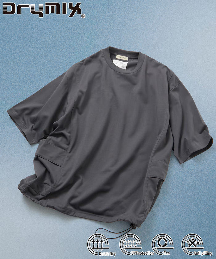 Limited Edition Drymix(R) Drymix Relaxed Fit Side Pocket T-Shirt Quick-Dry UV Cut - Charcoal Gray