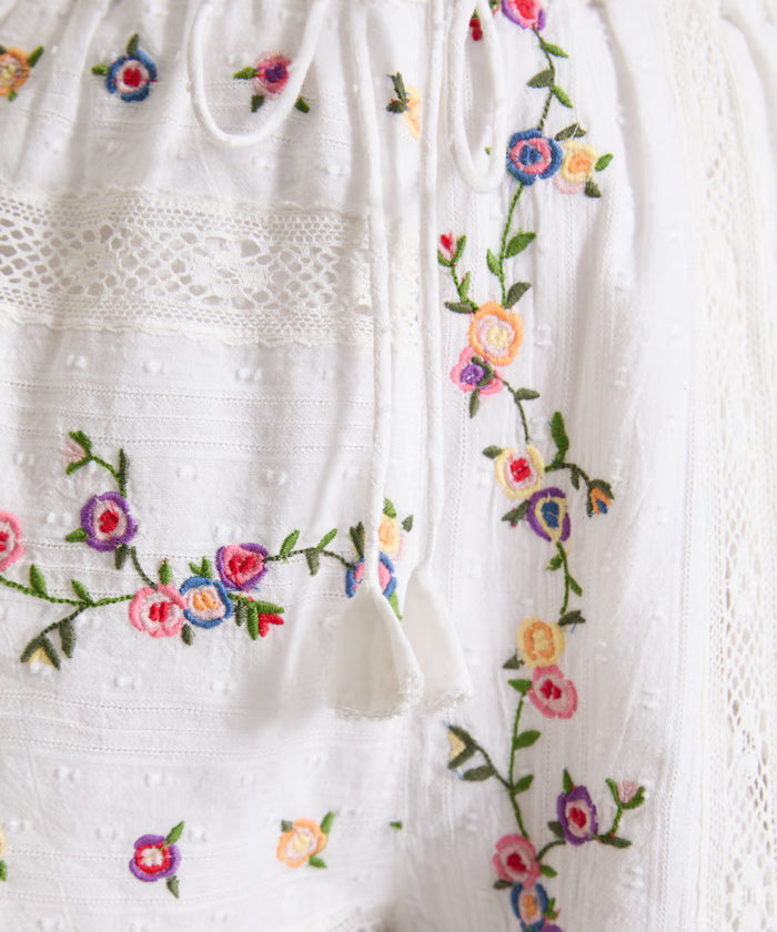 Dobby Floral Embroidery x Lace Pants