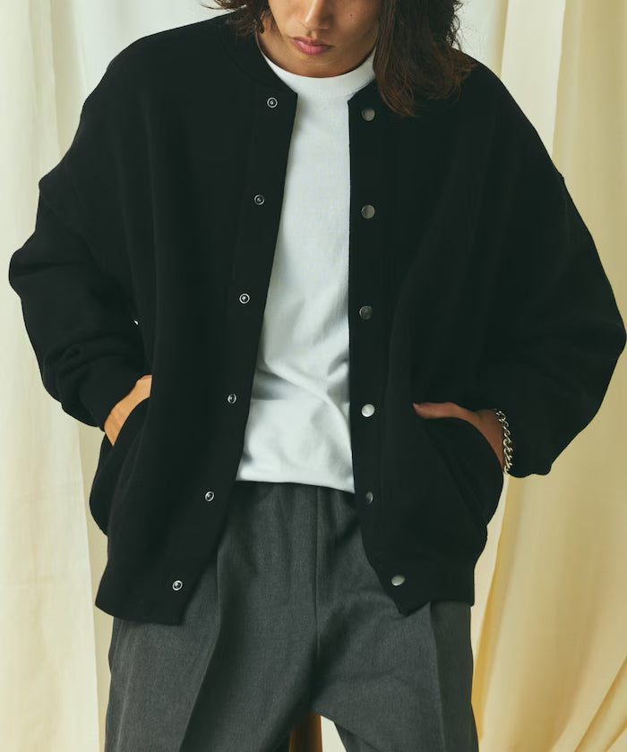 Relax Fit Relax Fit Sweat-like Knit Crew Neck Snap Cardigan [Limited Edition]