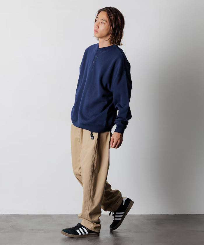 Big Silhouette Henley Neck Sweat Pullover [Limited Edition]