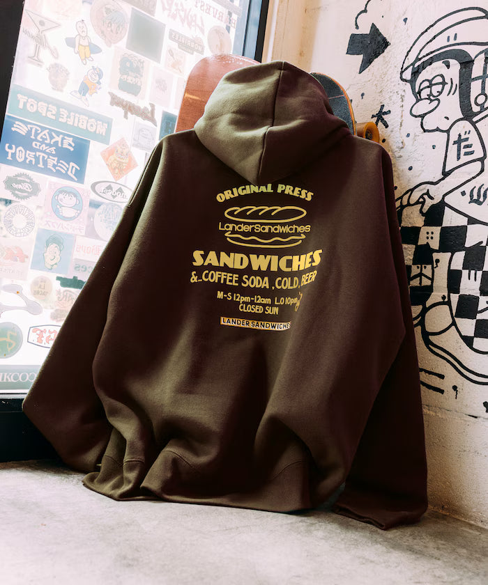 LANDER SANDWICHES×FREAK'S STORE/LANDER Limited Big Silhouette Back Print Sweat Hoodie 【Limited Release】 - Brown