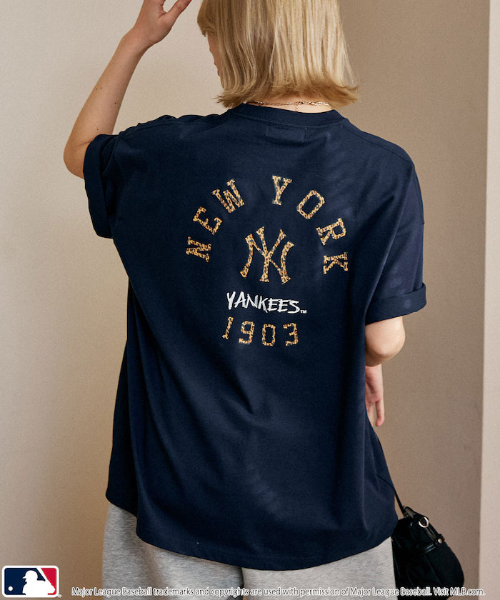 Limited Edition MLB Leopard Print Logo T-Shirt - Navy