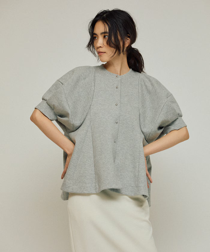 Cardigan with Peplum and Puff Sleeves
