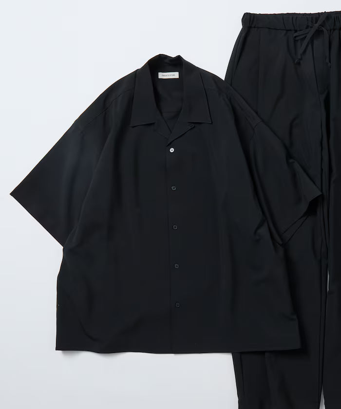 Relaxed Fit Linen Touch Setup/Open Collar Shirt/Wide Slacks [Limited Edition]