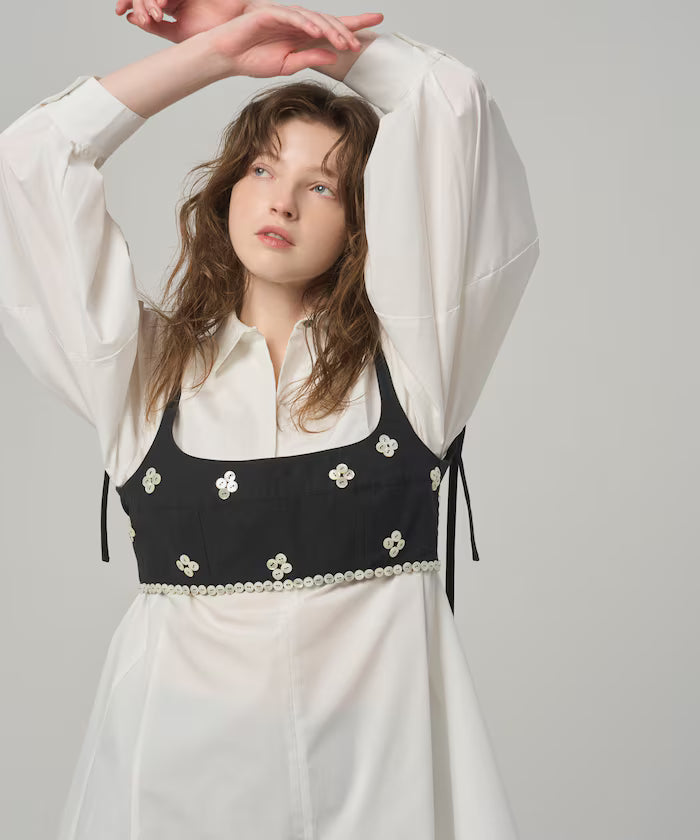 Flare Silhouette Skipper Balloon Sleeve Shirt