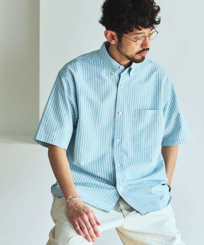 AIRDRY HIGH TECHYARN high-performance material oxford button-down shirt short sleeve moisture-wicking quick-dry