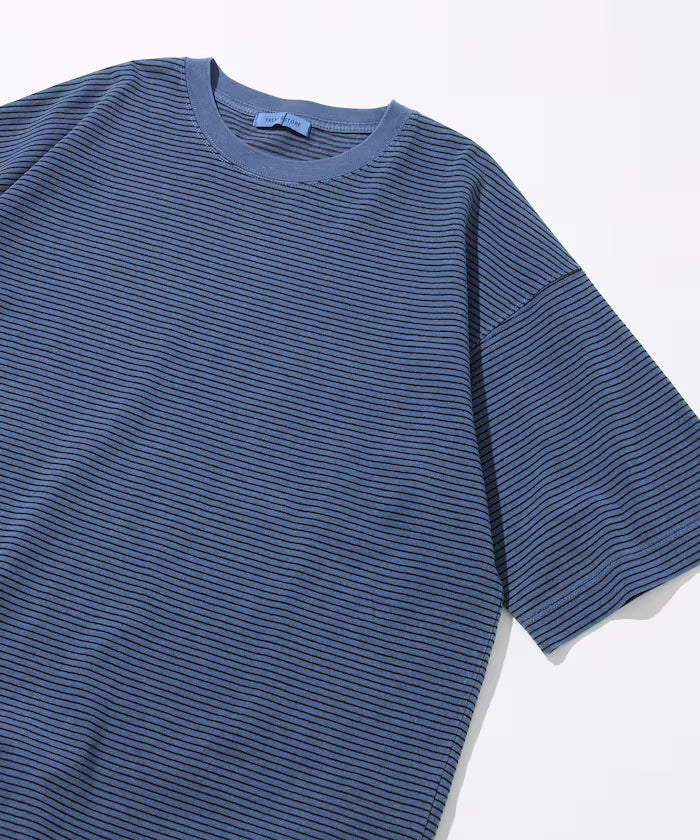 Pigment Process Pin Border Relaxed Fit T-Shirt - Blue