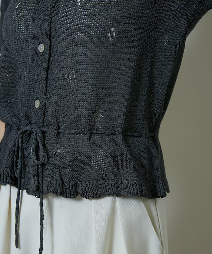 Linen Touch Eyelet Knit Cardigan Limited Edition