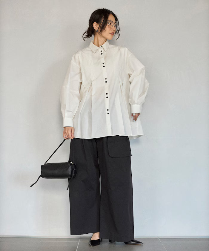 Box Stacked Balloon Sleeve Long Sleeve Shirt