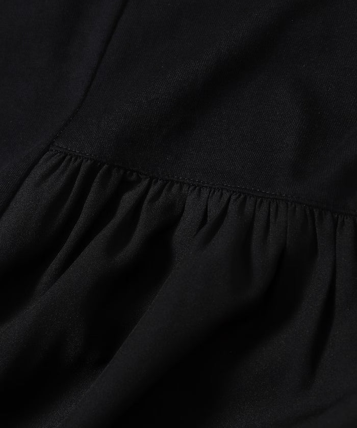 Organic Cotton Mixed Material Docking Gathered Dress