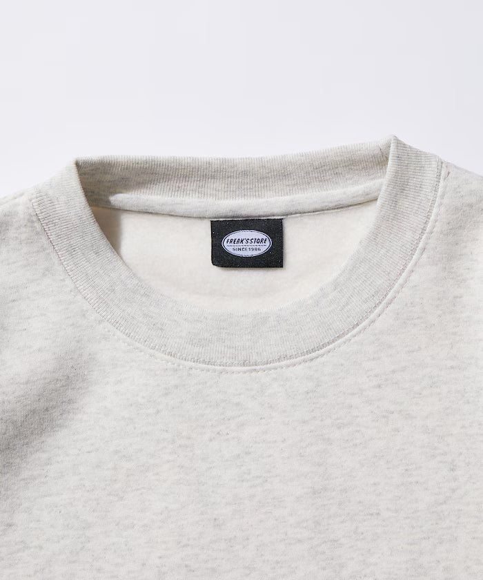 Big silhouette one-point embroidery back print hem code crew neck sweatshirt 【limited edition】