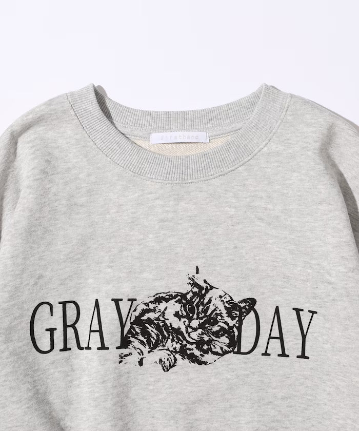 Organic Cotton Animal Logo Print Sweat / CAT / Relaxed Fit / French Terry Sweat