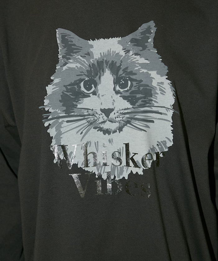 Handwritten-style Cat Print Foil Logo Long Sleeve T Limited Edition