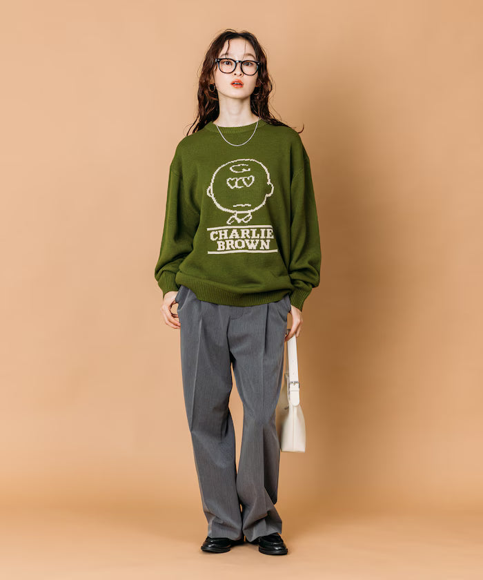 PEANUTS/Peanuts Exclusive Relaxed Fit Jacquard Crewneck Knit / Charlie Brown [Limited Edition]