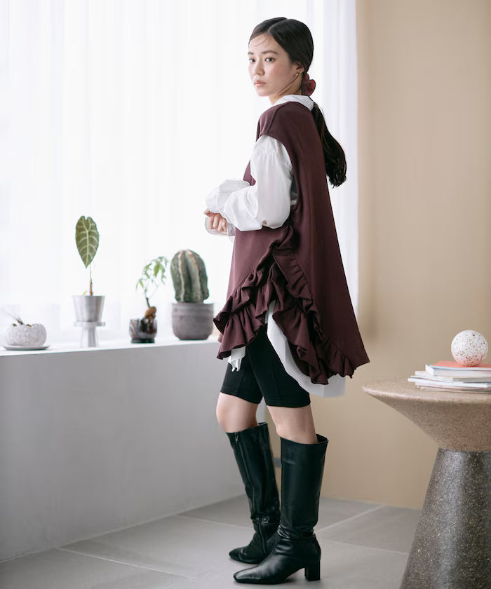 Organic Cotton Frill Hem Top / Relaxed Fit / French Terry Sweat / Best