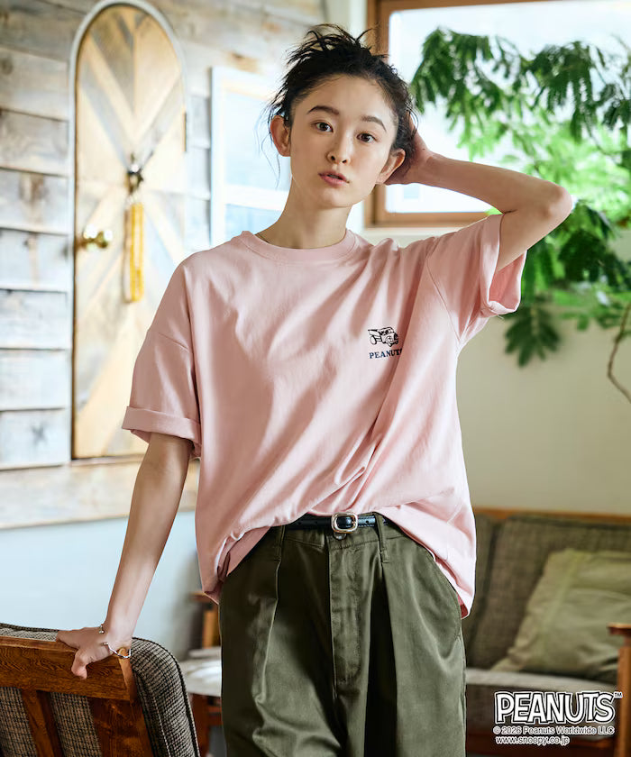PEANUTS/Peanuts Exclusive Big Silhouette Back Print Crew Neck T-Shirt/HAPPY FUN DAY [Limited Release]