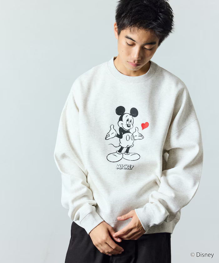 DISNEY/Mickey Mouse/Custom Crew Neck Printed Sweatshirt/Heart [Limited Edition]