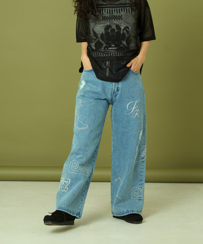 Chain Stitch Wide Denim