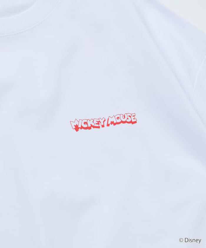 DISNEY/Mickey Mouse/Monochrome Back Print Crew Neck T-Shirt/Scene [Limited Edition]