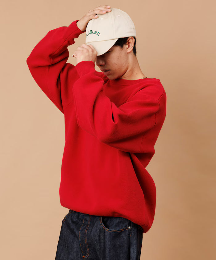 Sweat-like Crew Neck Knit - Red