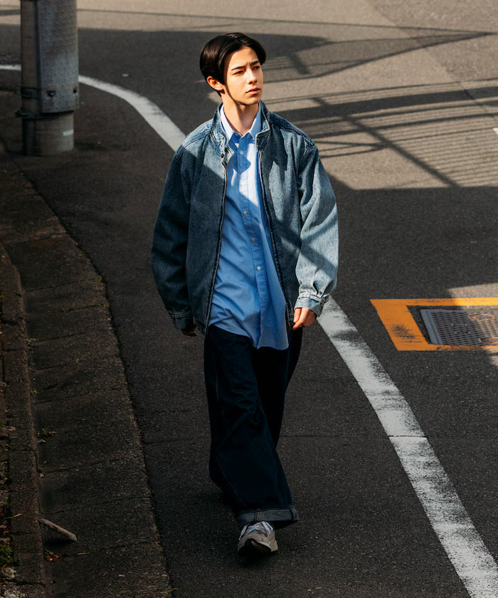 Relaxed Fit Harrington Denim Jacket
