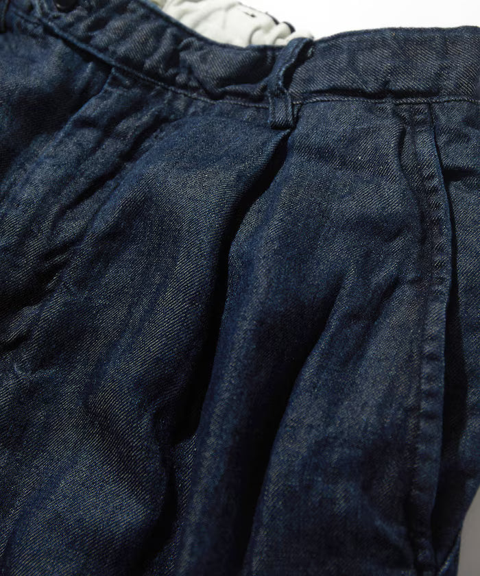 French Linen Denim 1 Tuck Trousers