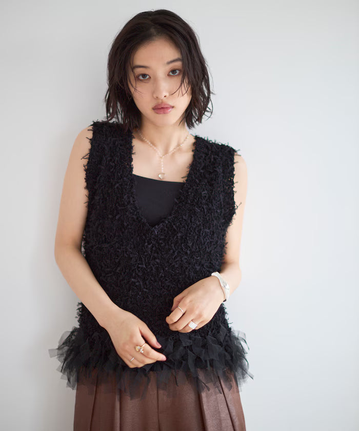 2WAY Fringe Hem Knit Vest