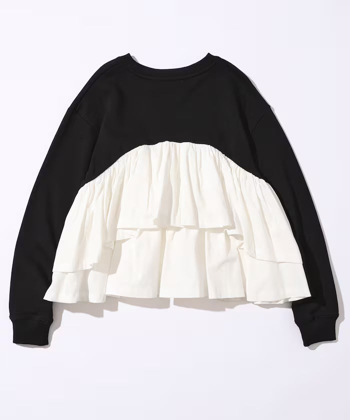 Organic Cotton Docking Frill Sweat / Relaxed Fit / Backed Sweat