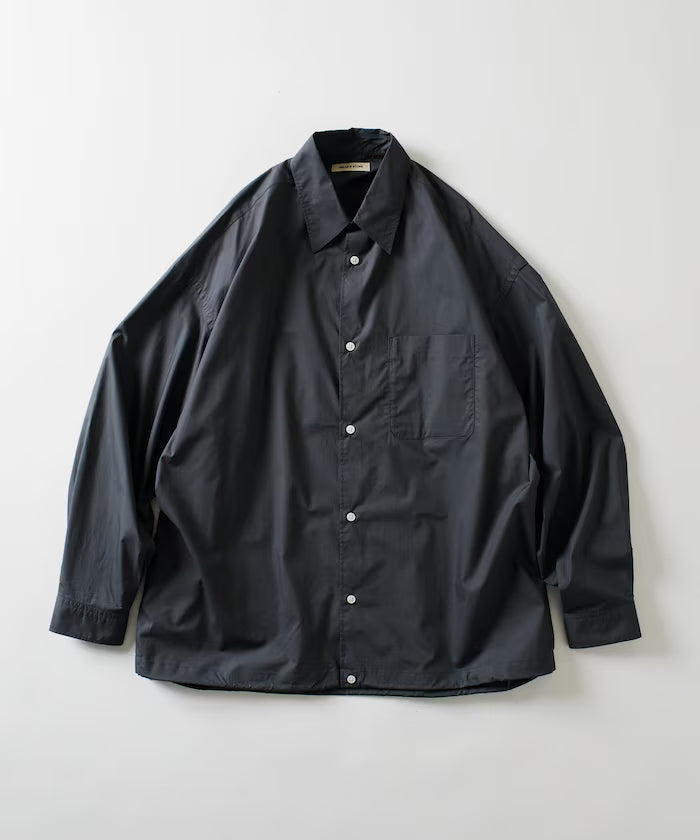 Wide Silhouette Spindle Regular Color Shirt / Hem Code 【Limited Edition】 - Charcoal Gray