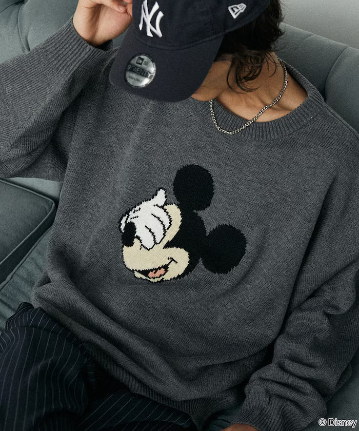 Custom Mickey Mouse Face Knit - Charcoal Gray