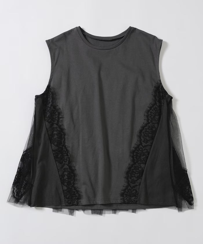 Organic Cotton Tulle Lace Docking Top