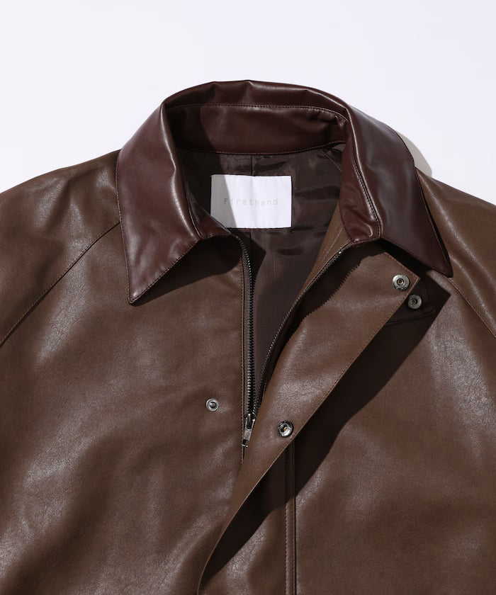Oversized leatherette blouson / Mixed material switching
