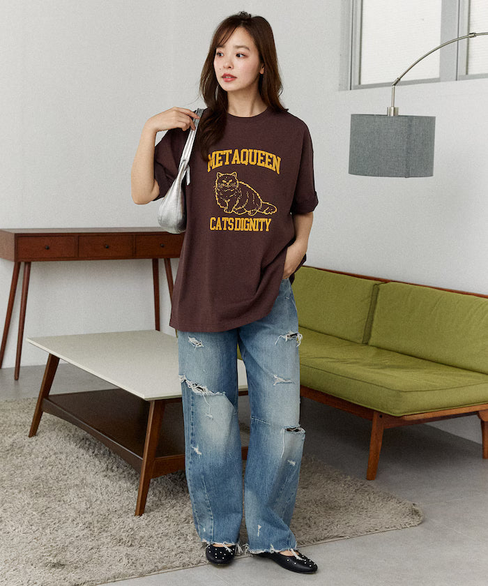 <Functional Material> METAQUEEN Cat Print T-Shirt Limited Edition