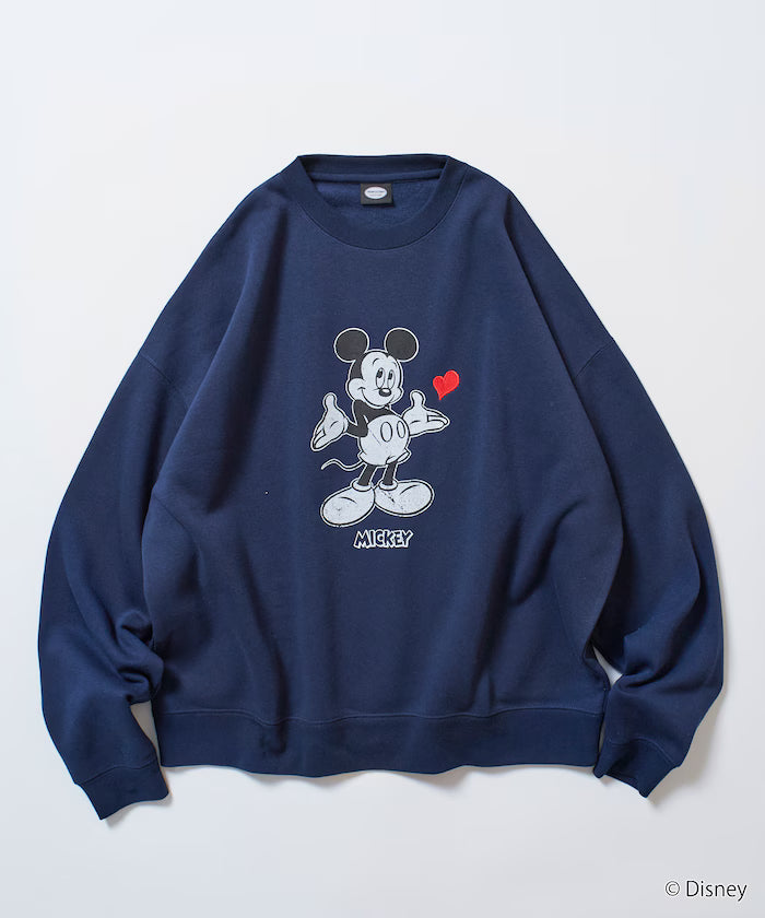 DISNEY/Mickey Mouse/Custom Crew Neck Printed Sweatshirt/Heart [Limited Edition]