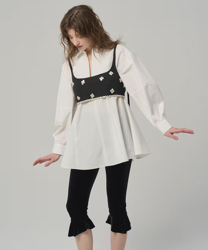 Flare Silhouette Skipper Balloon Sleeve Shirt