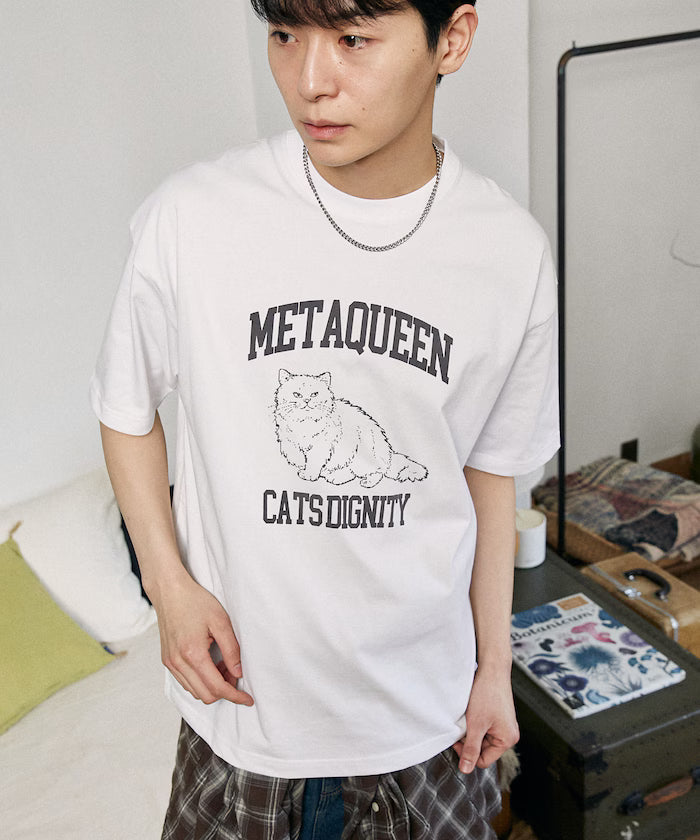 <Functional Material> METAQUEEN Cat Print T-Shirt Limited Edition - White