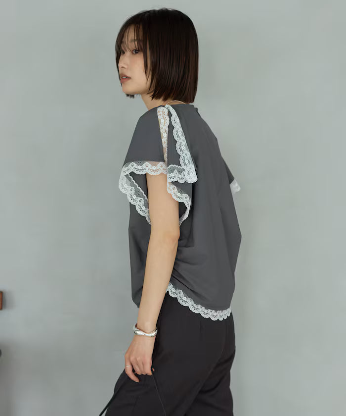 Handkerchief Sleeve Shirring Blouse