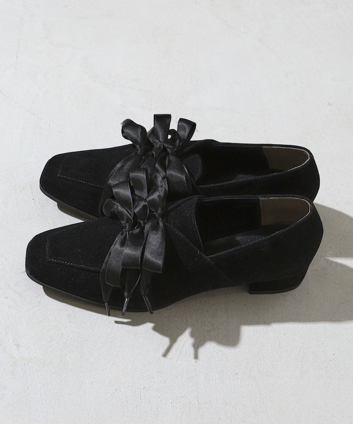 Suede-like Ribbon Lace-up Shoes (Available in sizes 22.5 to 24.5 cm)