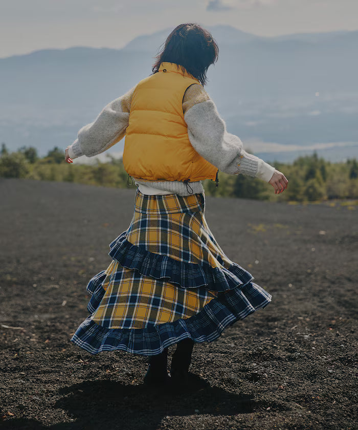 Nell Check Asymmetrical Frill Skirt