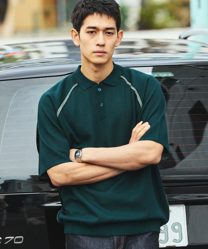 COOL TOUCH Double Face Color Polo Neck Knit Pullover Contact Cooling