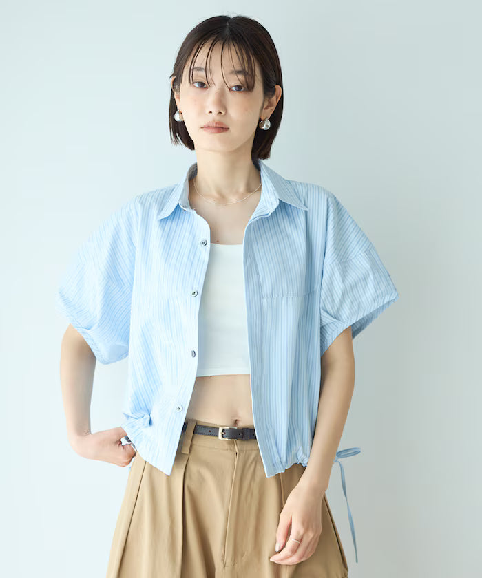 Switch Short Sleeve Hem Code Blouse