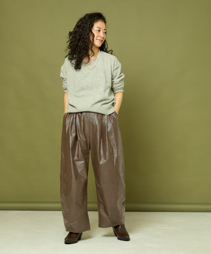 Leatherette Easy Tuck Pants