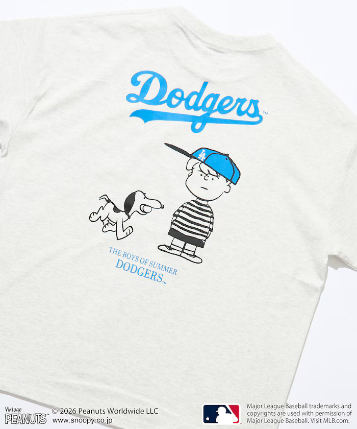 PEANUTS×MLB Exclusive Big Silhouette Back Print T-Shirt / DODGERS 【Limited Edition】 - Ash Gray