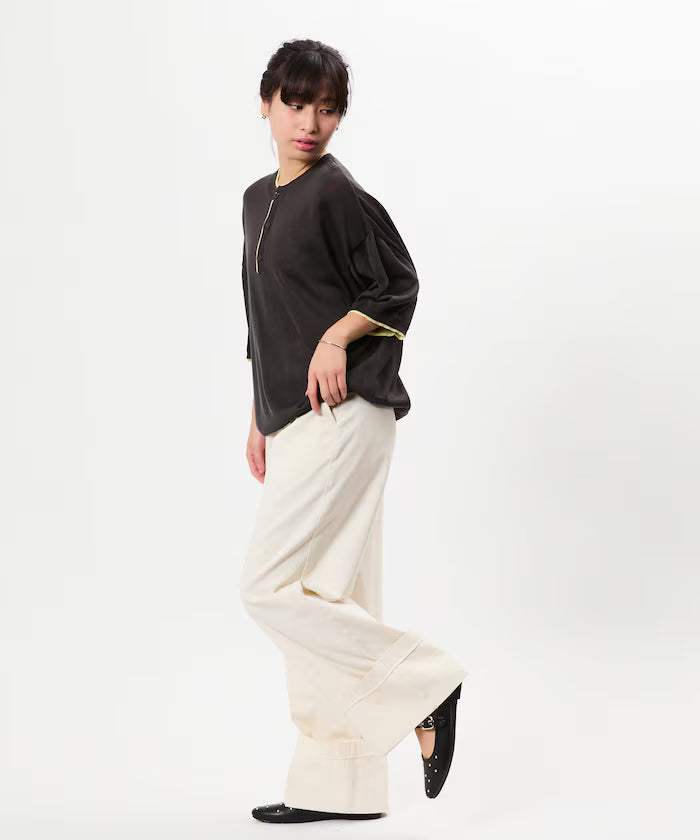 Limited Edition Relaxed Fit Color Block Henley Neck Knit