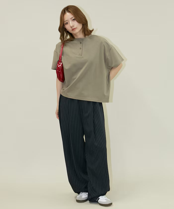 <contact cool> Cool Ponte Henry Neck T-Shirt Limited Release
