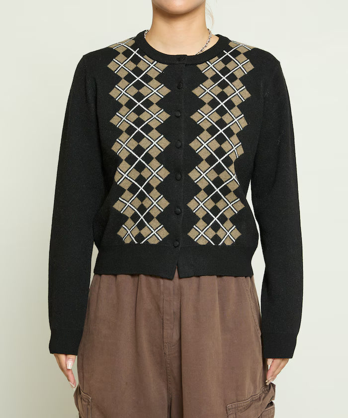 Argyle Pattern Jacquard Knit Cardigan Limited Edition