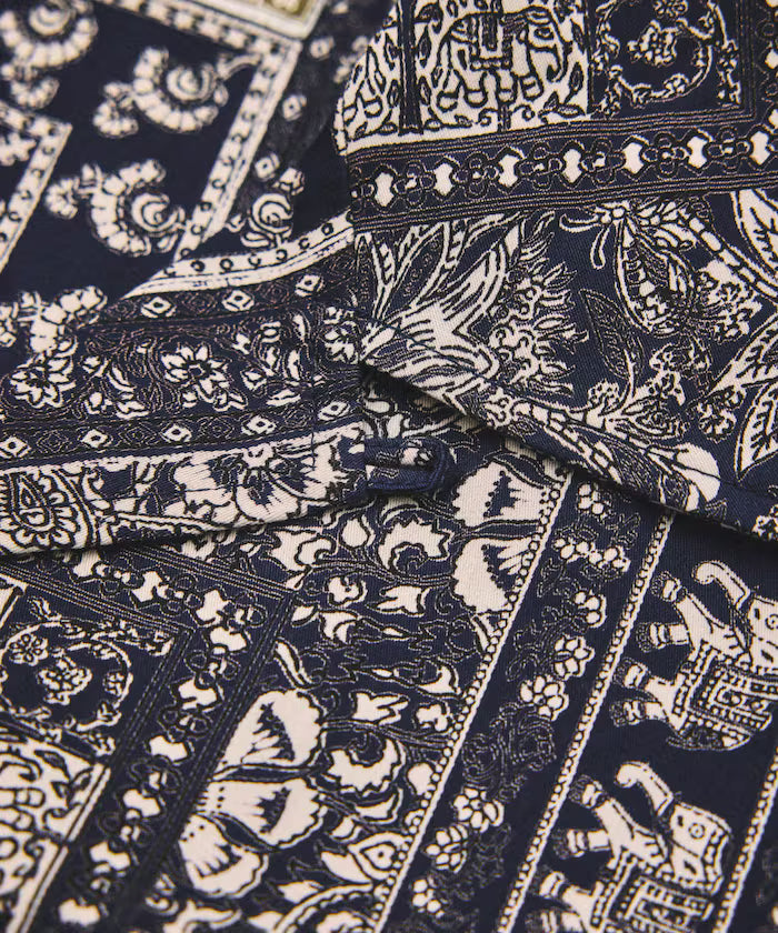 India-made Relaxed Fit Paisley Print Open Collar Short Sleeve Shirt Bandana Pattern