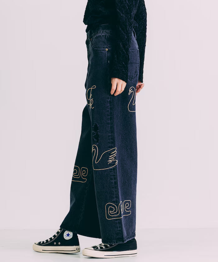 Chain Stitch Wide Denim